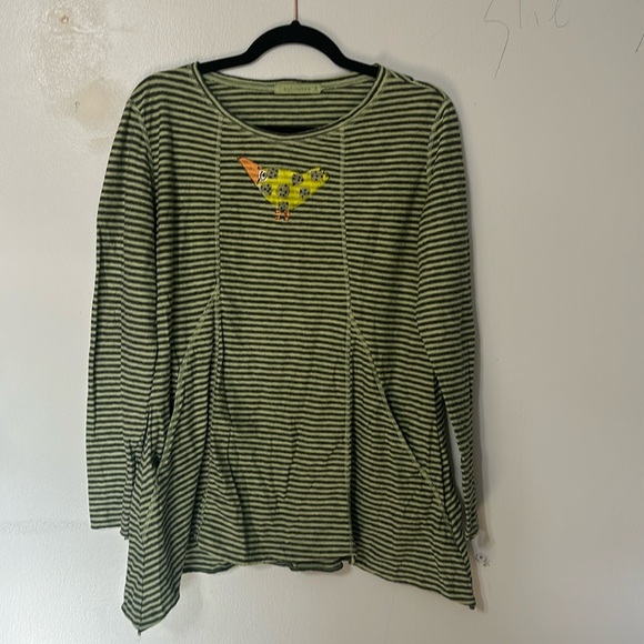 CUT-LOOSE DIAMOND INSET TOP NAVY and Green STRIPE Painted design Medium - Picture 1 of 6